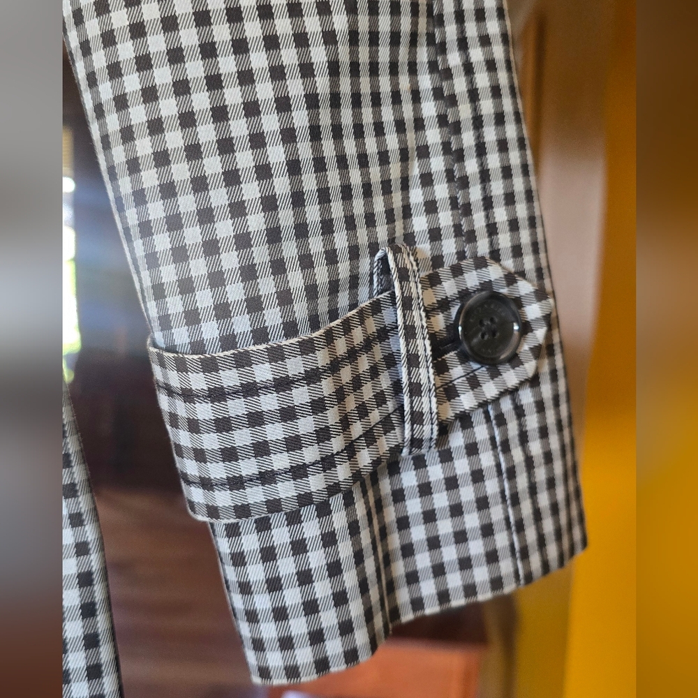 Coach Gingham Checked Short Trench Coat Medium Raincoat Gingham Plaid - Picture 6 of 14